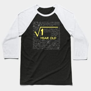 Square Root 1st Birthday 1 Year Old Math Lover Baseball T-Shirt